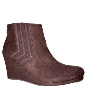 Sugar Brown Faux Suede Bootie Juliette Wedge Ankle Boot Women Size‎ 11 M